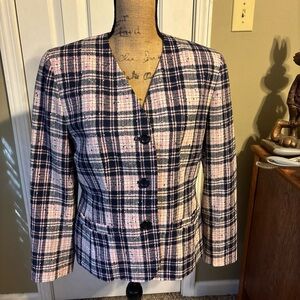 Pendleton  wool Women's Plaid Blazer - Pink and Navy